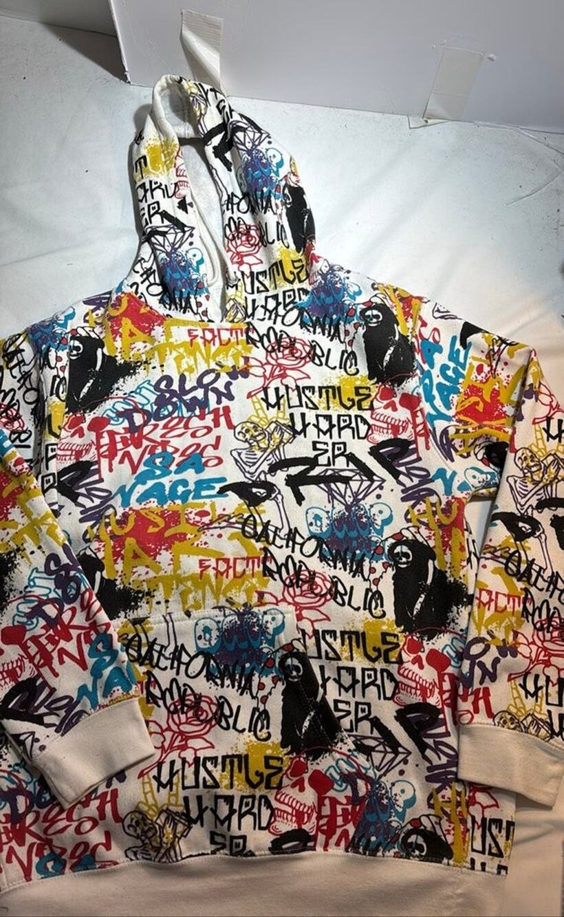 Eighty Eight Brand Graphic Print Hoodie Sz Large